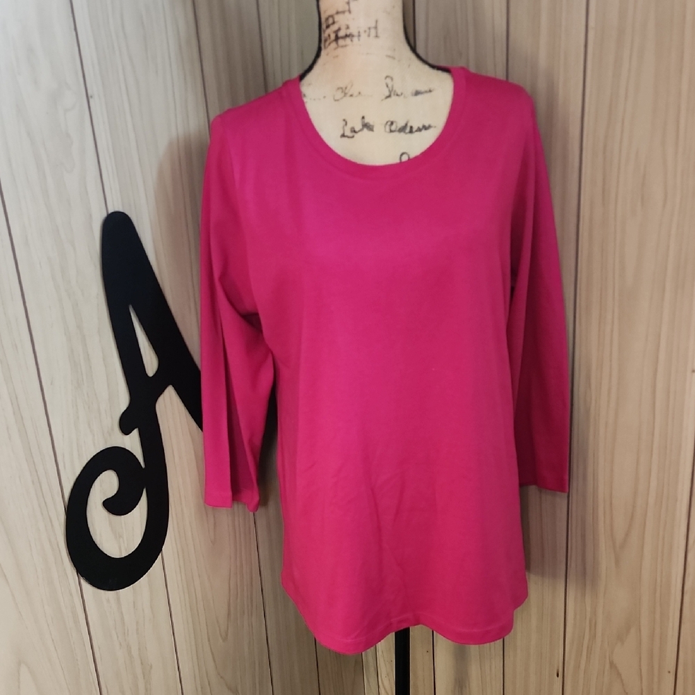 LOGO by Lori Goldstein Principles 3/4 Sleeve Tee Shirt